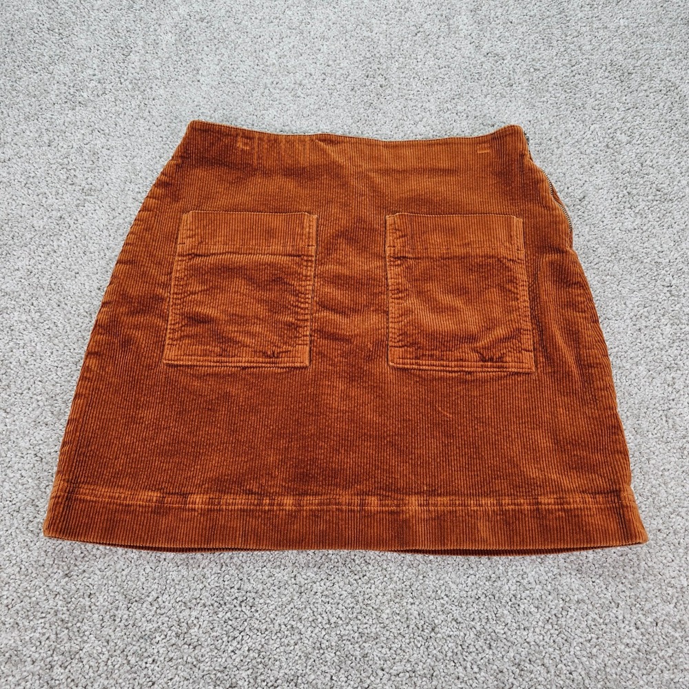 Free‎ Assembly Corduroy A-Line Mini Skirt Rust Orange Side Zip Pockets Size M